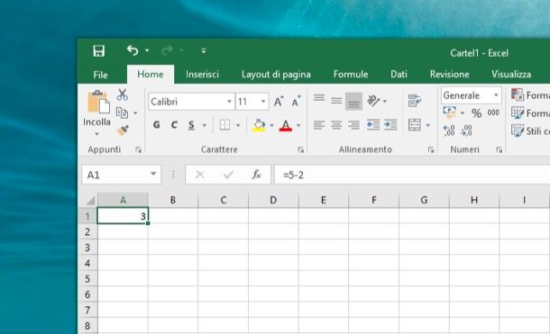 Come sottrarre con Excel