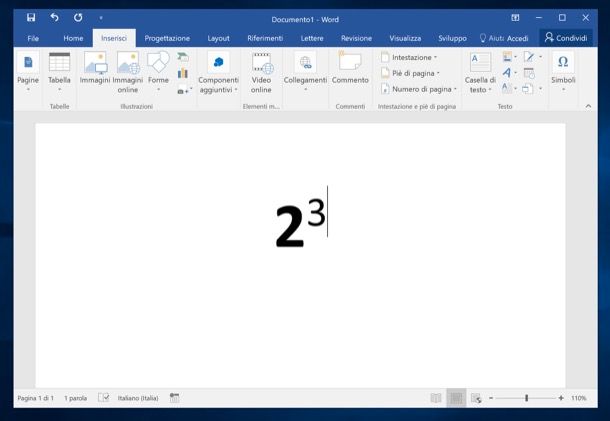 Come elevare a potenza in Word