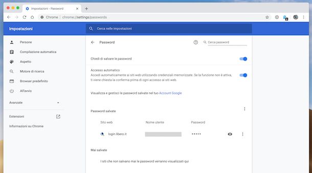 Password email Chrome