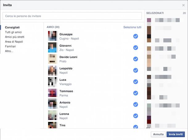 Come selezionare tutti i contatti di Facebook