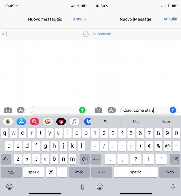 Inviare messaggi con iMessage