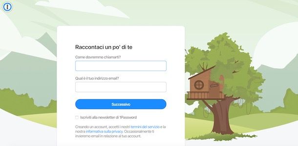 Creare un account su 1Password