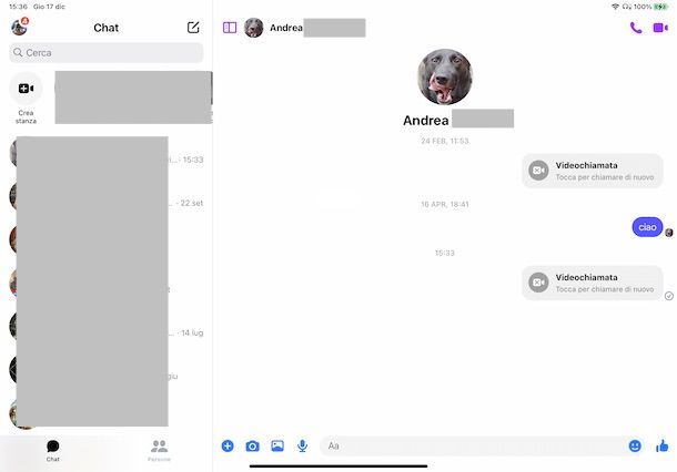 Come videochiamare con Facebook Messenger con iPad