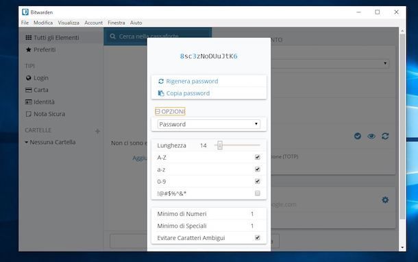 Creare una password con Bitwarden