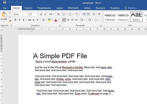 Come convertire un file PDF in Word con Word