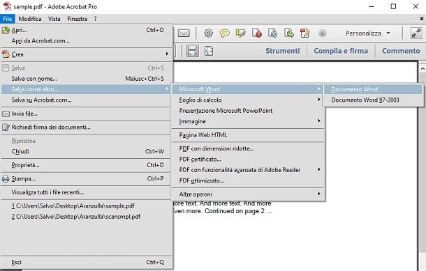 Convertire un file PDF in Word con Adobe Acrobat