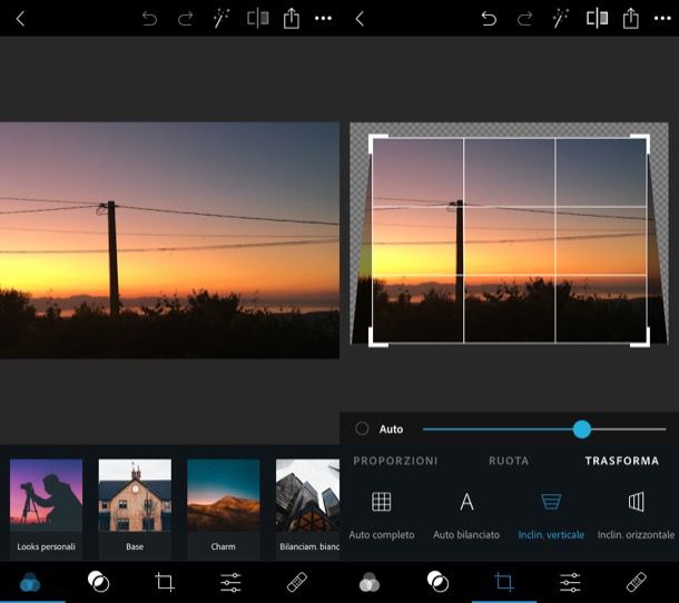 Inclinare foto su Photoshop da mobile