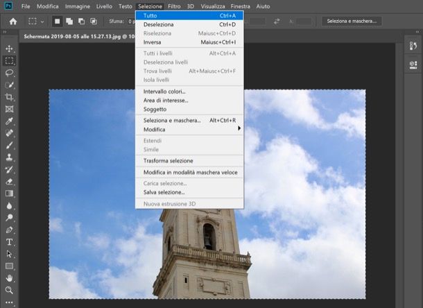 Selezionare foto su Photoshop
