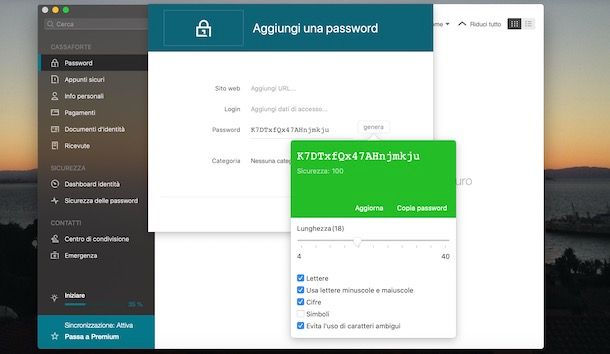 Generare una password con Dashlane