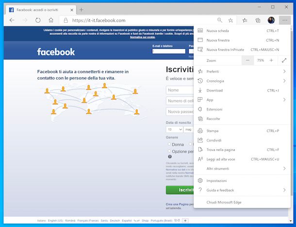 Impostazioni zoom Edge