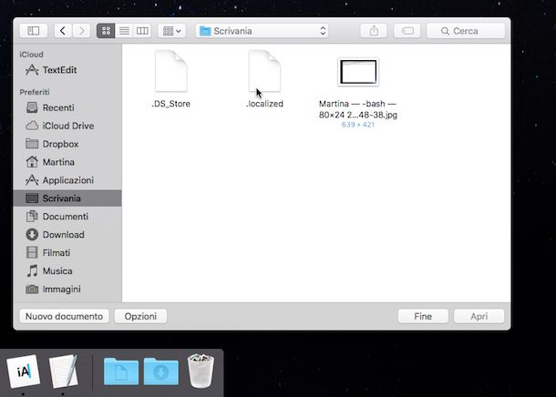 Come mostrare file nascosti Mac