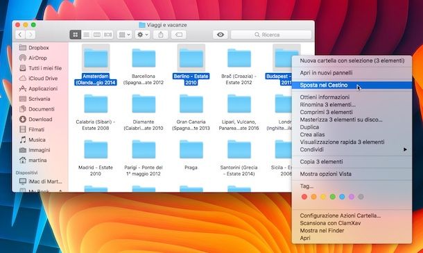 Come selezionare più elementi Mac