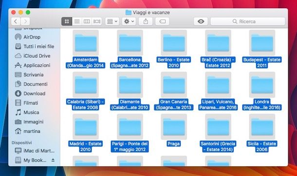 Come selezionare più elementi Mac