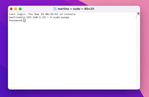 sudo purge macOS