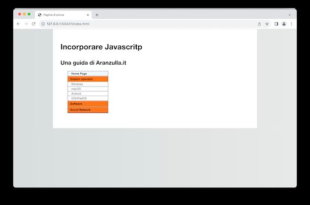 Inserire Javascript