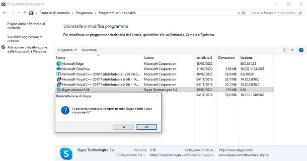 Disinstallare Skype for Desktop da Windows