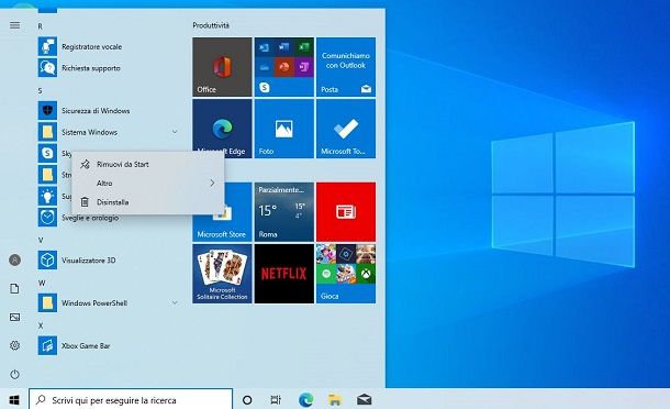 Disinstallare l'app Skype su Windows 10