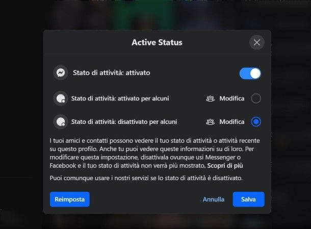 Come risultare online su Facebook