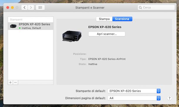 Configurazione scanner su macOS