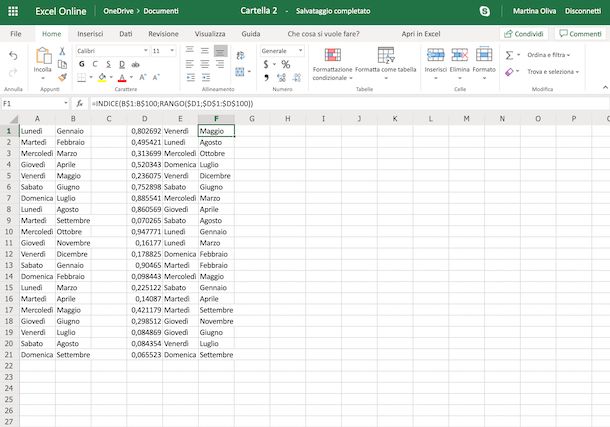 Sorteggiare con Excel online