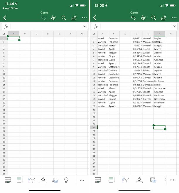 Sorteggiare con Excel da smartphone e tablet