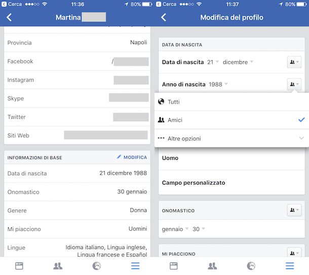 Come mostrare la data di nascita su Facebook
