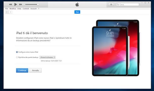 Come configurare iPad con iTunes