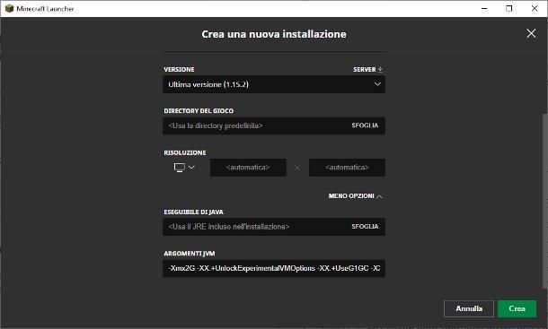 Come dedicare più RAM a Minecraft nuovo launcher