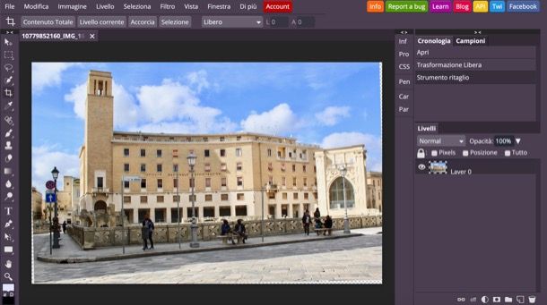 Inclinare foto su Photoshop online