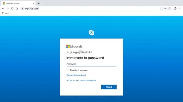Accedere a Skype da Web