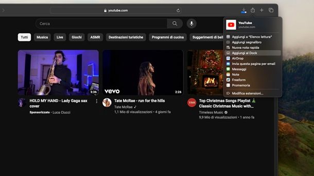 YouTube Creare Web App macOS Sonoma