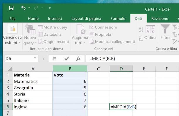 Come sommare una colonna in Excel