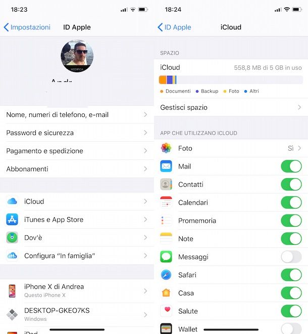 Come salvare su iCloud i contatti