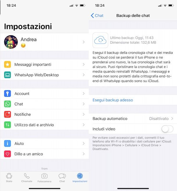 Come archiviare WhatsApp su iCloud