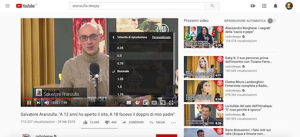 Rallentare un video su YouTube