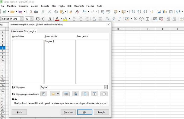 Numerazione di pagina su LibreOffice Calc