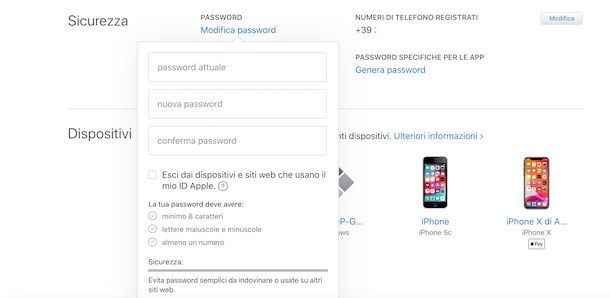 Come cambiare password ID Apple