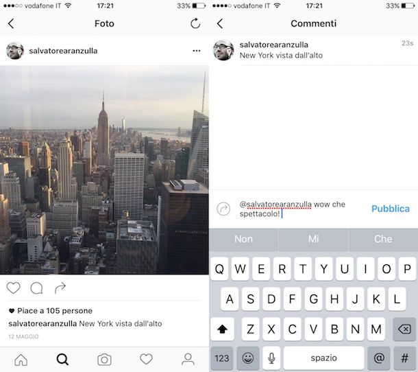 Come menzionare su Instagram