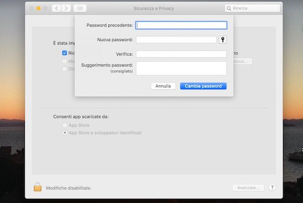 Come cambiare password su macOS