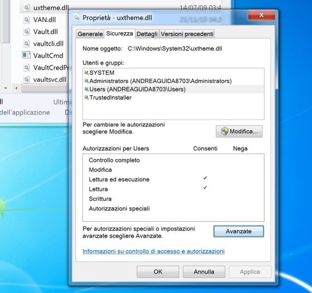Come fornire autorizzazioni Windows 7