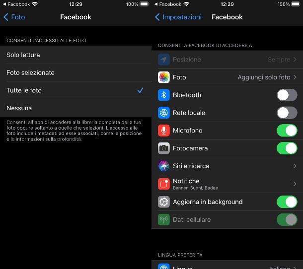 Come permettere a Facebook di accedere alle foto su iPhoneiPad