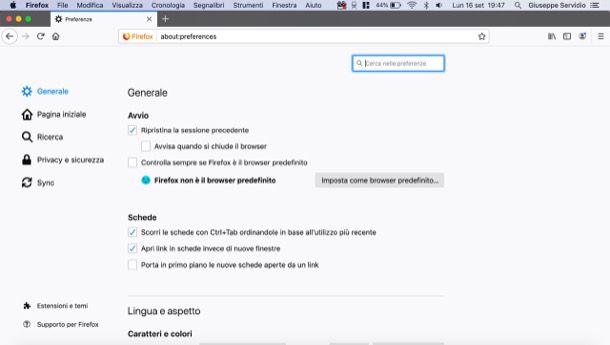 Riavviare Firefox