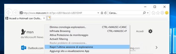 Riavviare Internet Explorer