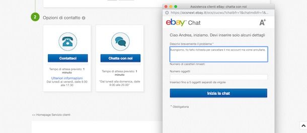 Contattare eBay