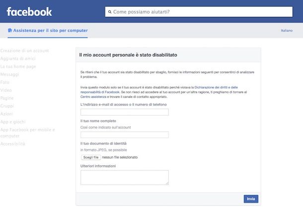 Come contattare Facebook