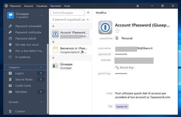 Come custodire password