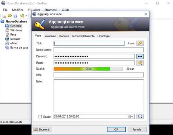 Come custodire password