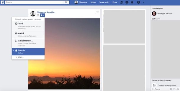 Modifica privacy foto Facebook da computer