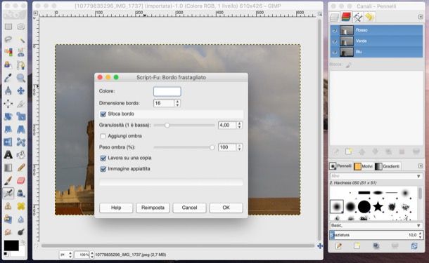 Sfumare bordi con GIMP