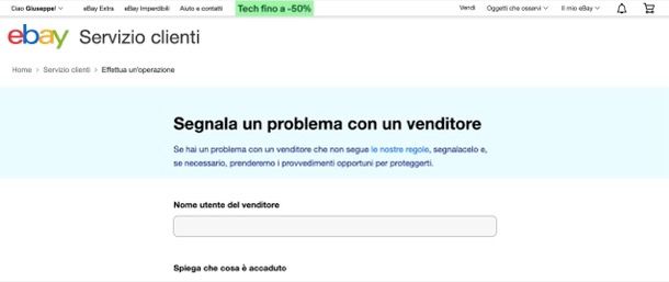 Segnalare utente eBay